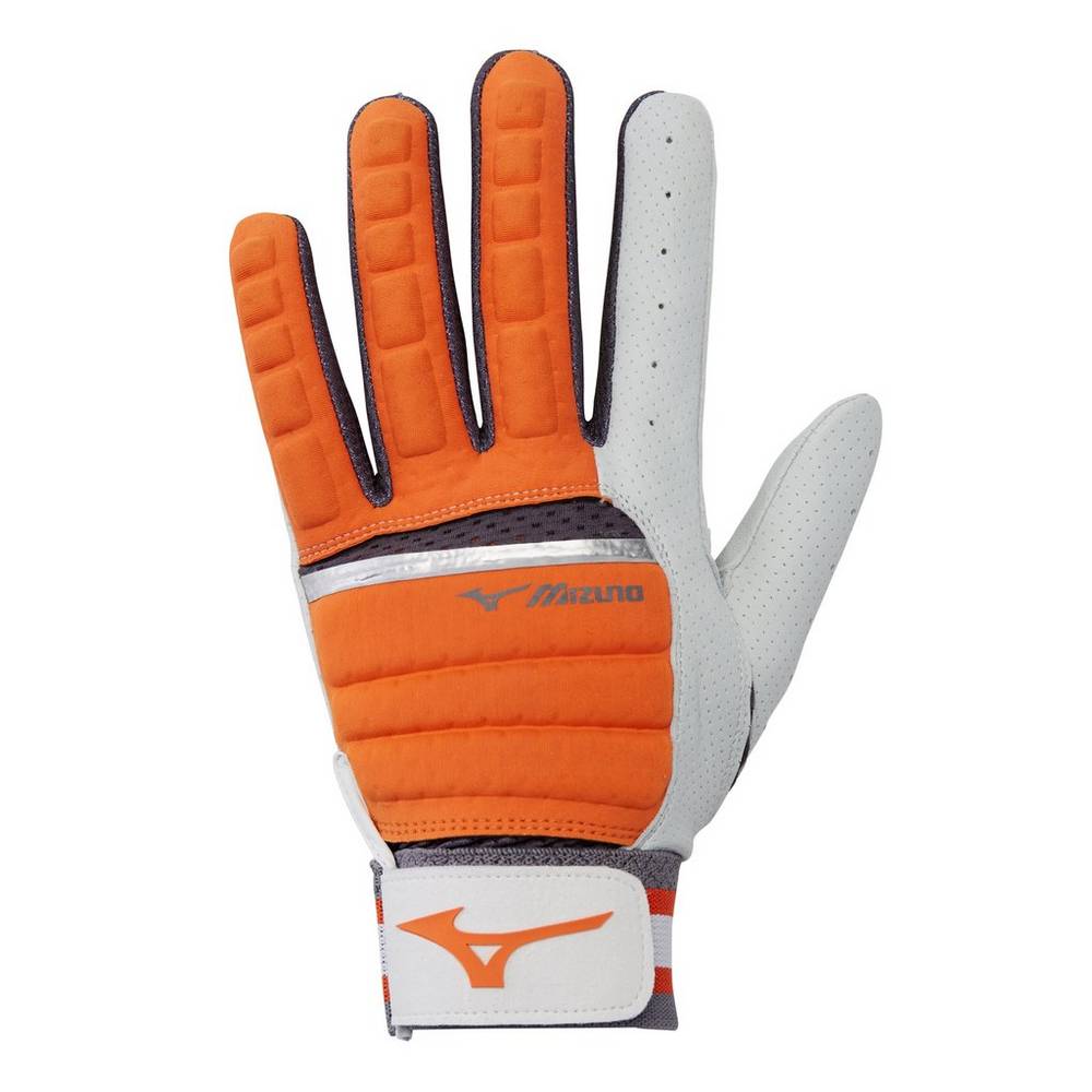 Mens Mizuno B-130 Adult Baseball Batting Gloves Orange/Grey Philippines (GYSJPT768)